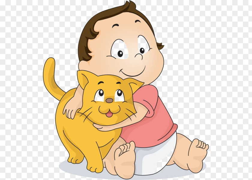 Cartoon Boy Cats Cat Kitten Hug Clip Art PNG