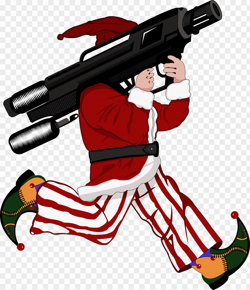Asian Santa Air Gun Firearm Clip Art Character PNG
