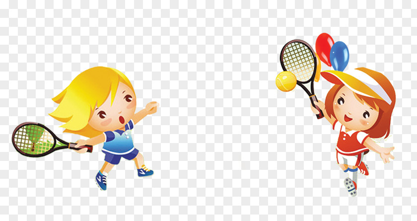 Cartoon Kids Playing Child Badminton Tennis PNG