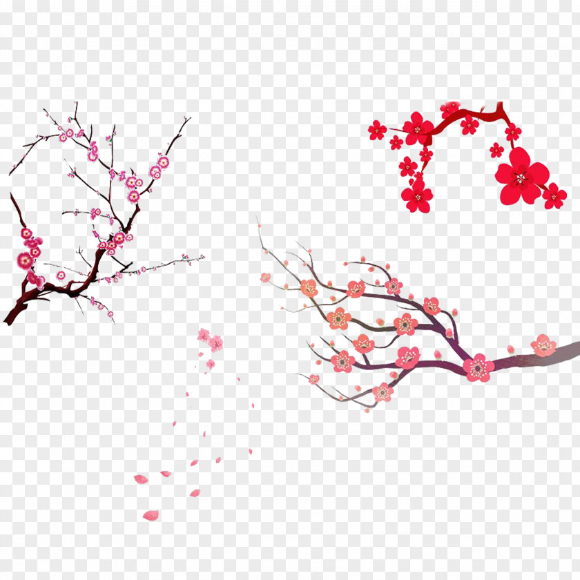 Simple Hand-painted Cherry Trees Buckle Free Material Blossom Tree Prunus Serrulata PNG