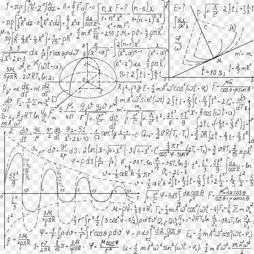 Vector Math Various Formulas Mathematics Euclidean Formula Paper PNG