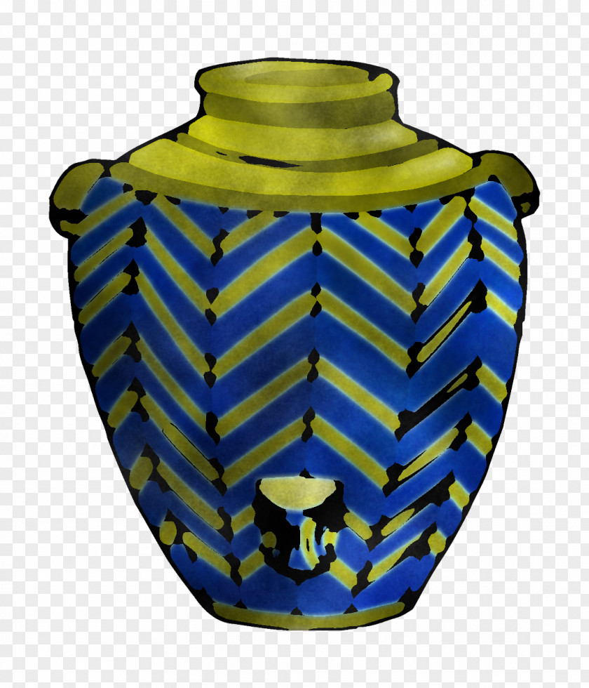 Blue Vase Cobalt Urn Yellow PNG