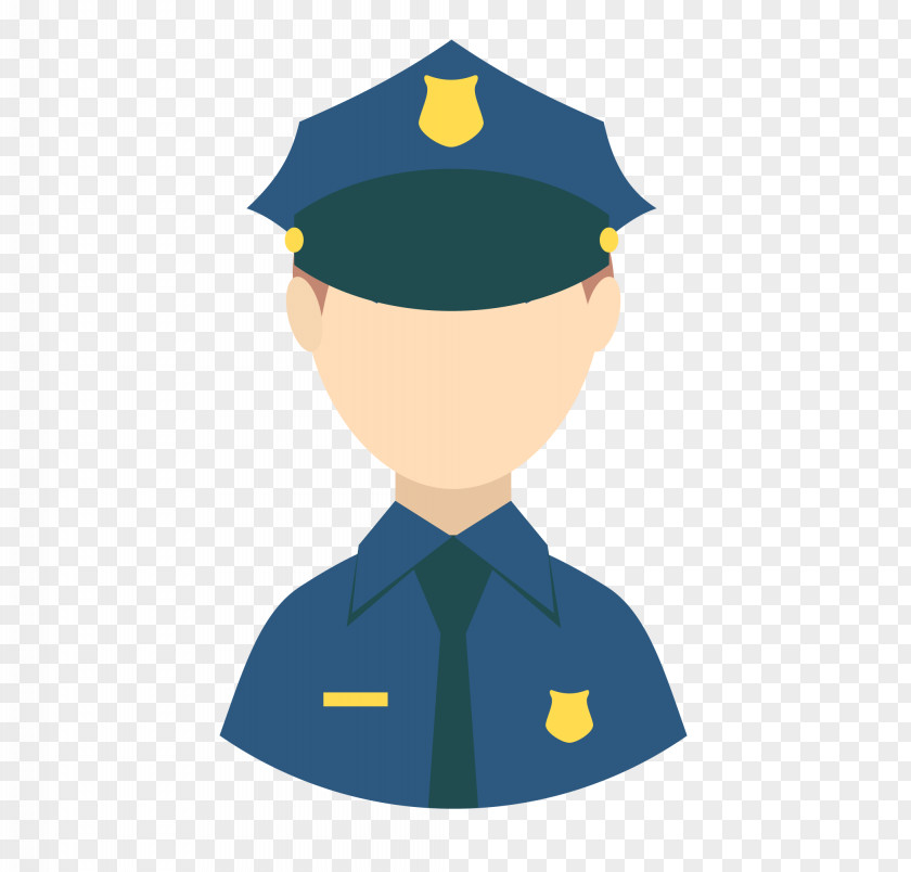 Flat Blue Cartoon Police Officer Illustration PNG