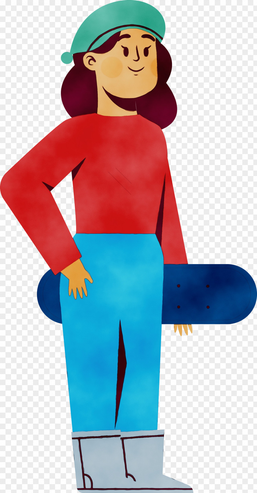 Cartoon Red Electric Blue Neck Style PNG