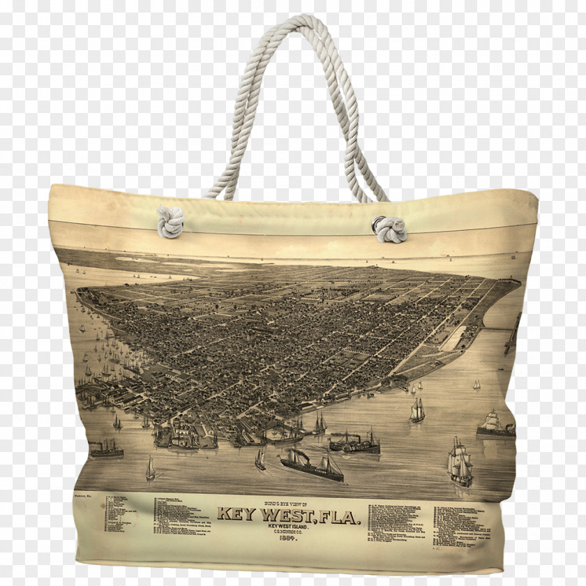 Nautical Map Tote Bag Key West Canvas PNG