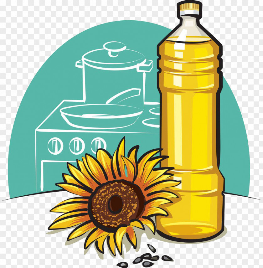 Sunflower Oil Illustration Vegetable Cooking Bottle Clip Art PNG