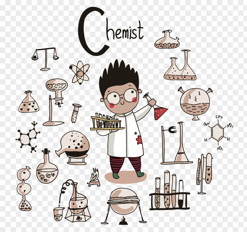 Vector Little Scientist Chemistry Science Illustration PNG