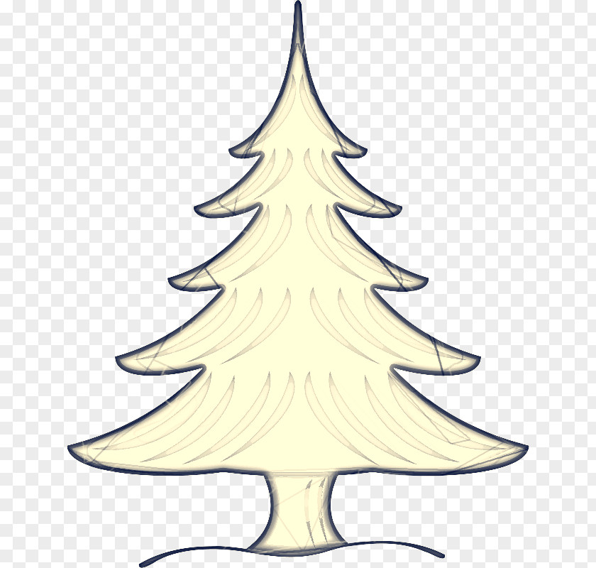 Christmas Evergreen Tree Line Drawing PNG