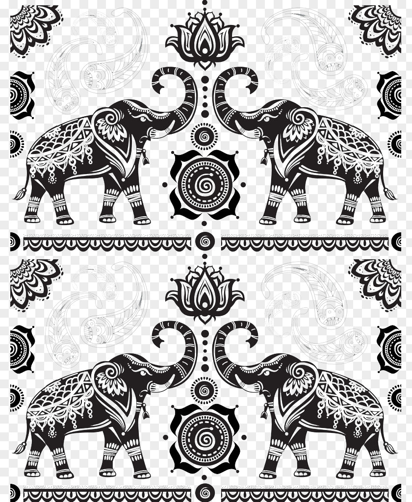 Indian Elephant Pattern Background Image India Cartoon PNG