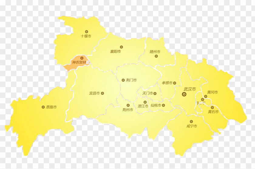 Yellow City Map Of Hubei Ecoregion Area PNG