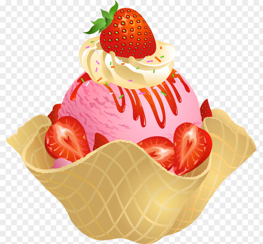 Waffle Ice Cream Cones Strawberry Chocolate PNG