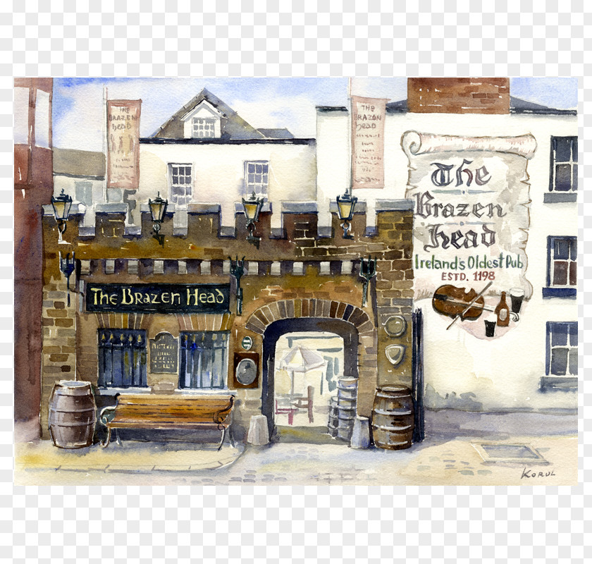 Painting The Brazen Head Paper Watercolor Temple Bar PNG