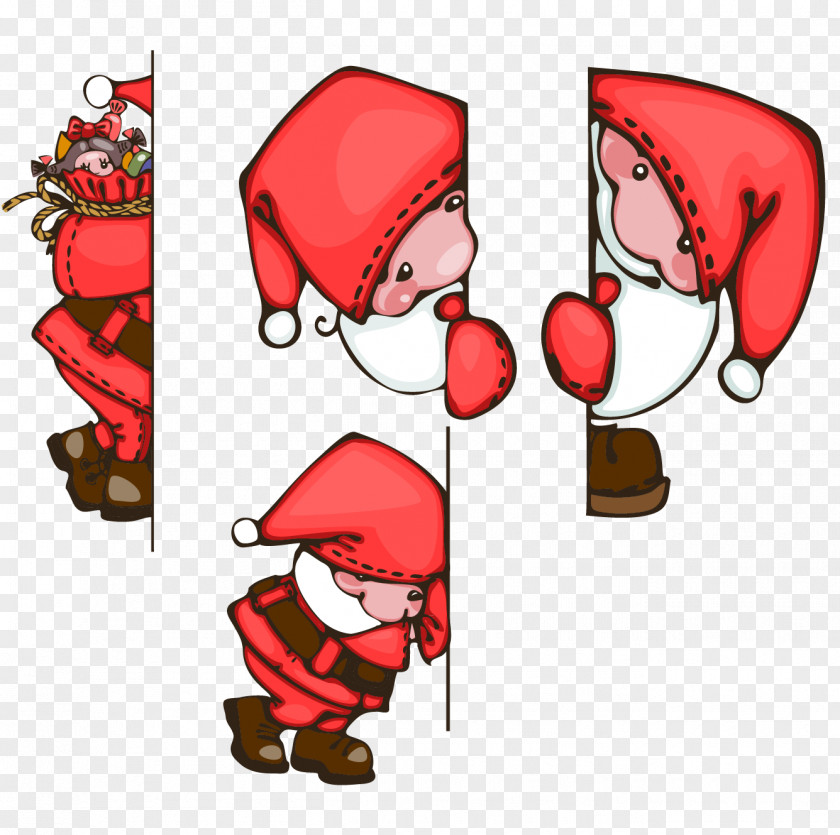 Shy Santa Claus Christmas Ornament Clip Art PNG