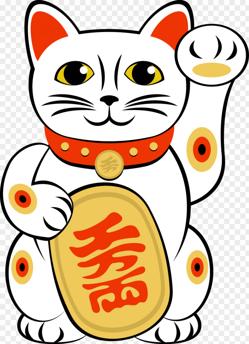 Vector Hand-painted Lucky Cat Kitten Maneki-neko Clip Art PNG