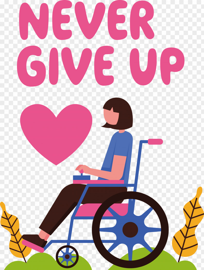International Disability Day Never Give Up Wheelchair Girl PNG