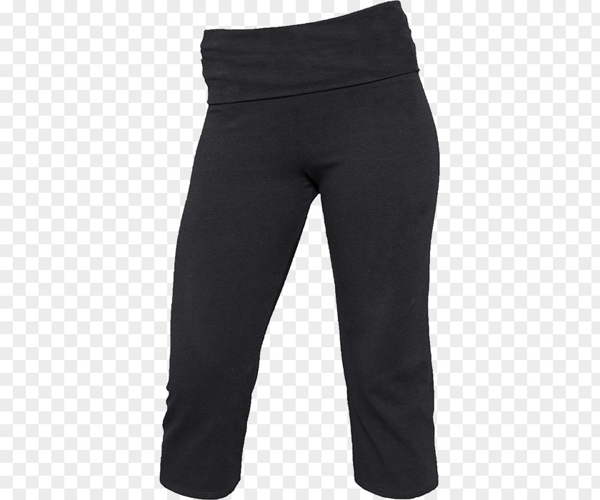 Capri Waist Leggings Shorts Pants Black M PNG