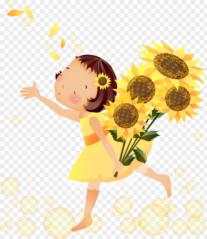 Seasons Common Sunflower Drawing Cartoon PNG