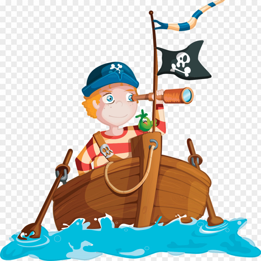 Skier Columbus Day Pirate Ship Cartoon PNG