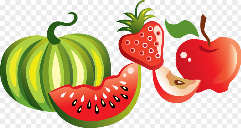 Watermelon Strawberry Apple Fruit Background Vector Material Euclidean Vegetable PNG