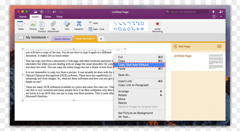 OneNote Microsoft Computer Software Optical Character Recognition Screenshot PNG