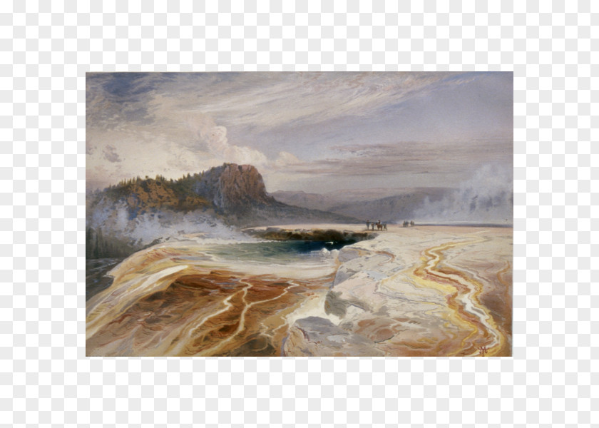 Painting Grand Canyon Of The Yellowstone Firehole River Lake Caldera Upper Falls PNG