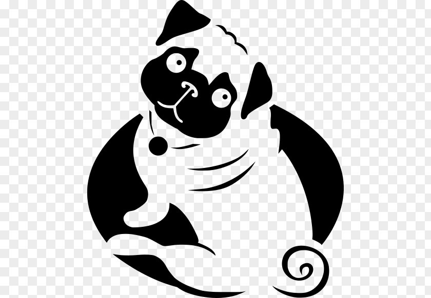 Stencil Snout Pug Cartoon Line Art Black-and-white PNG