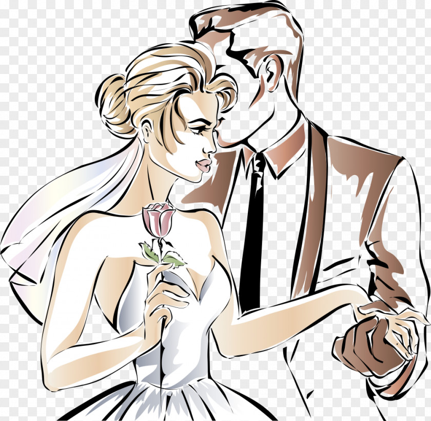 Vector Cartoon Couple Couples Wedding Invitation Clip Art PNG