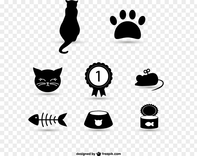 Black Cat Icon Element Vector Material, Food Kitten Mouse PNG