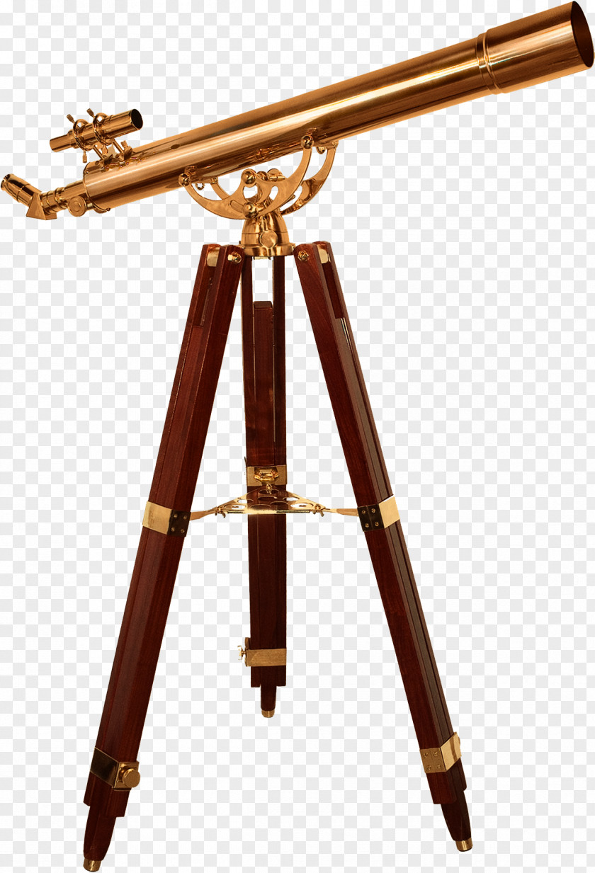 Brass Refracting Telescope Tripod Eyepiece PNG