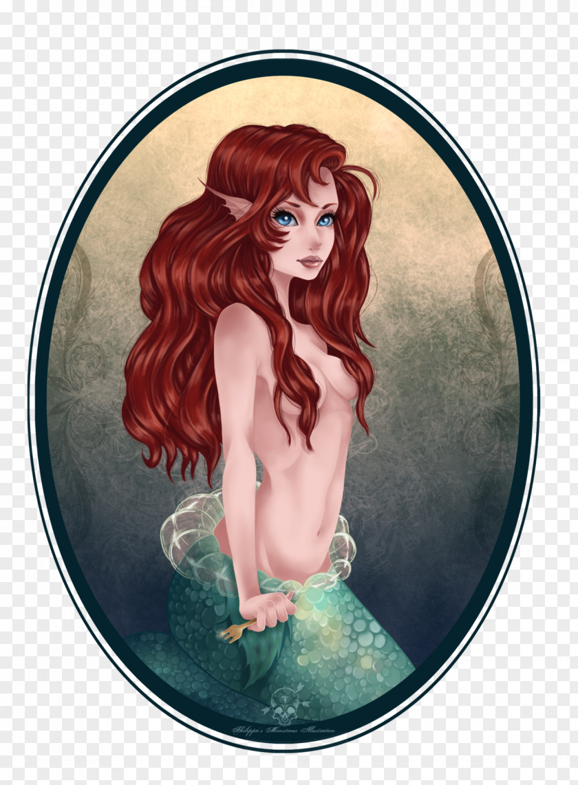 Mermaid Brown Hair Pin-up Girl Legendary Creature Character PNG hair girl creature Character, little mermaid clipart PNG