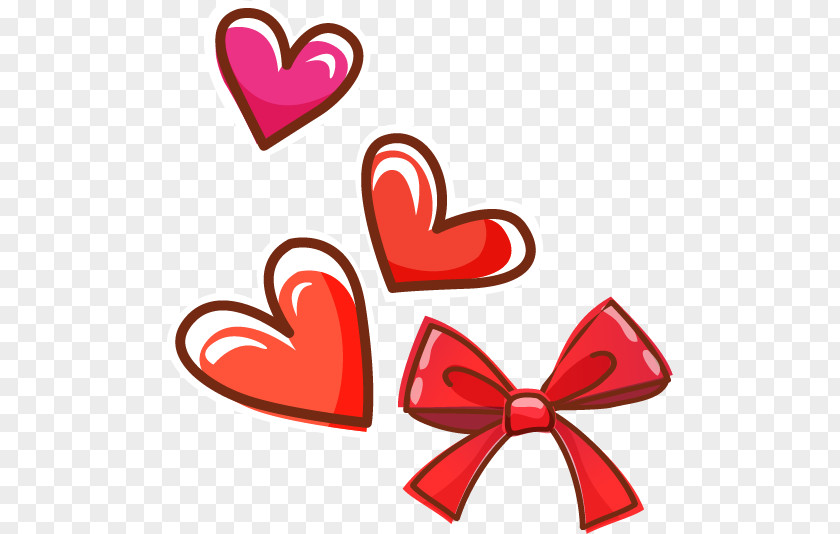 Hand-painted Red Heart-shaped Bow PNG