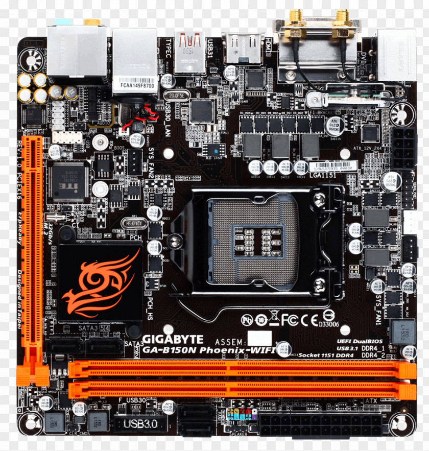 Intel GIGABYTE GA-B150N Phoenix-WIFI B150 Motherboard Mini-ITX Gigabyte Technology PNG