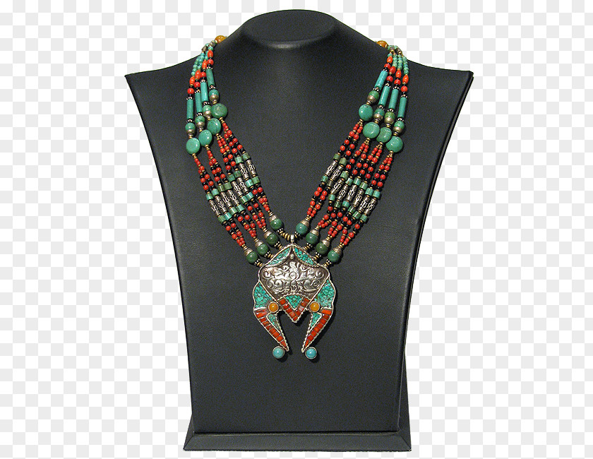 Necklace Tartan Bead Turquoise PNG