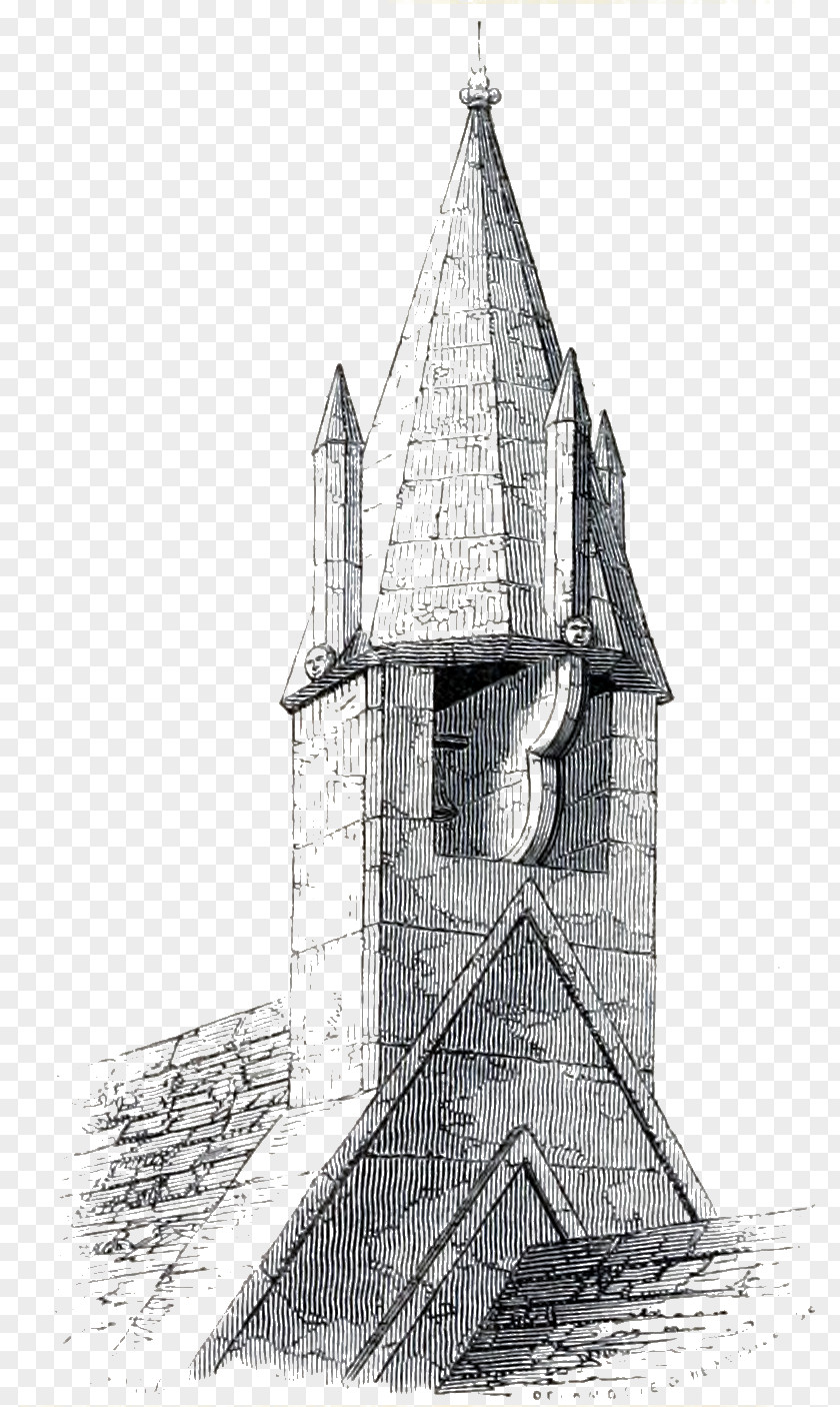 Archaeologist Drawing Steeple Chapel Facade Medieval Architecture PNG