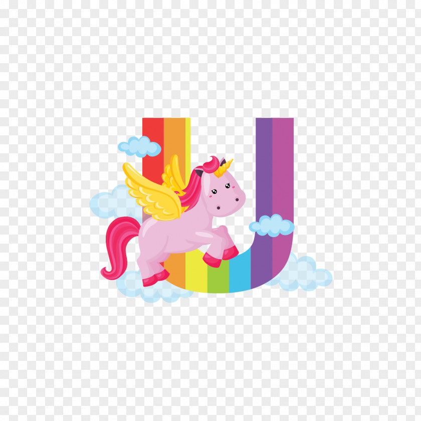 Color Pegasus Alphabet U Letter Unicorn Clip Art PNG
