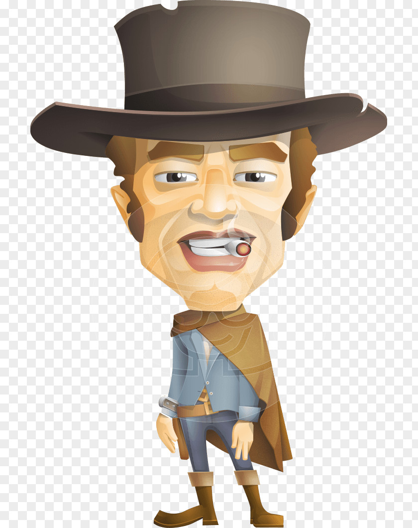 Western American Frontier Cowboy Cartoon Clip Art PNG