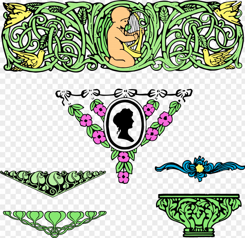 Color Decorative Graphics Borders And Frames Silhouette Clip Art PNG