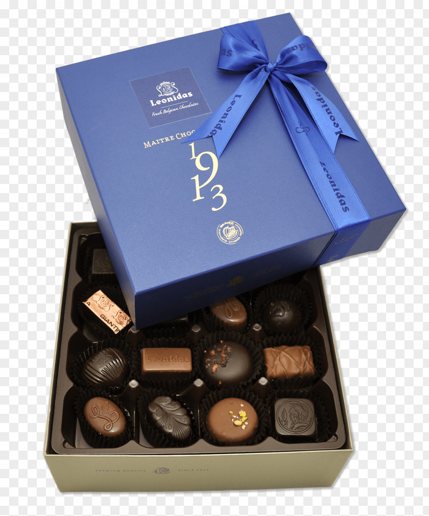 Blue Gift Praline Chocolate Truffle Box Bar Leonidas PNG