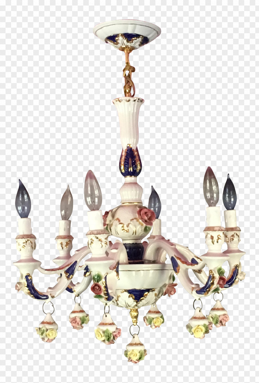 Chandelier Italy Capodimonte Porcelain Light PNG