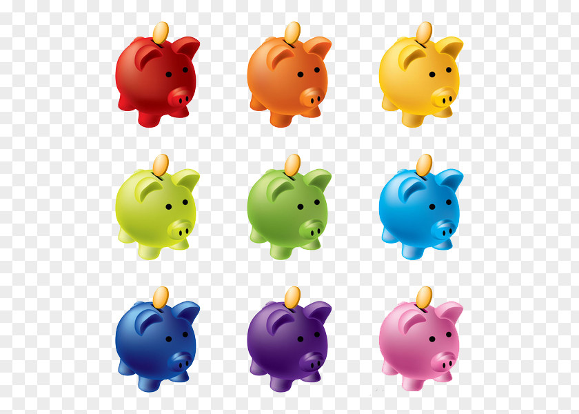 Colored Piggy Banks Bank Clip Art PNG