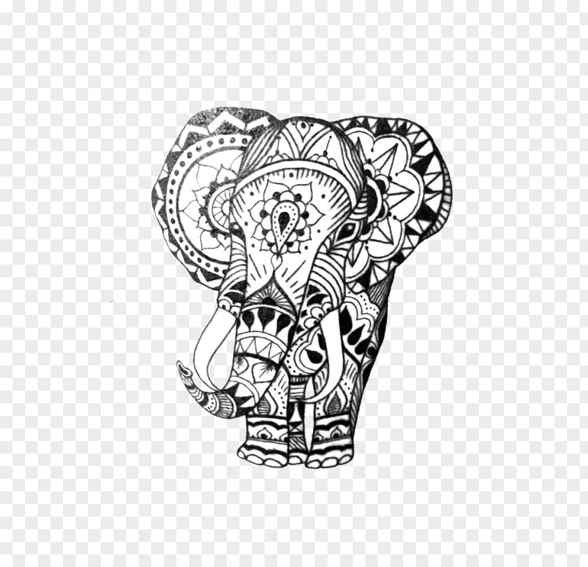 Elephant Motif Sleeve Tattoo Mehndi Henna PNG
