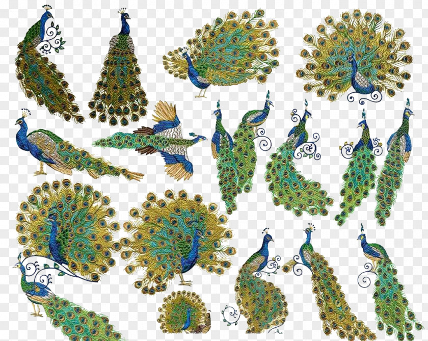 Peacock Design Embroidery Peafowl Cross-stitch Feather Handicraft PNG