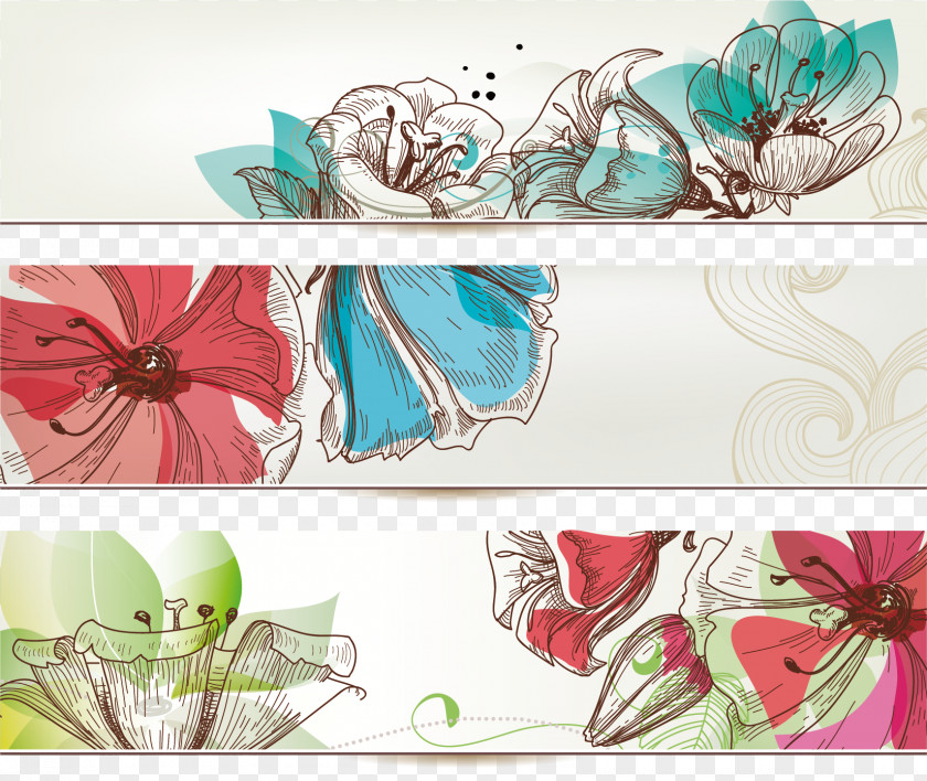Hand-painted Floral Banner Design Flower Royalty-free PNG