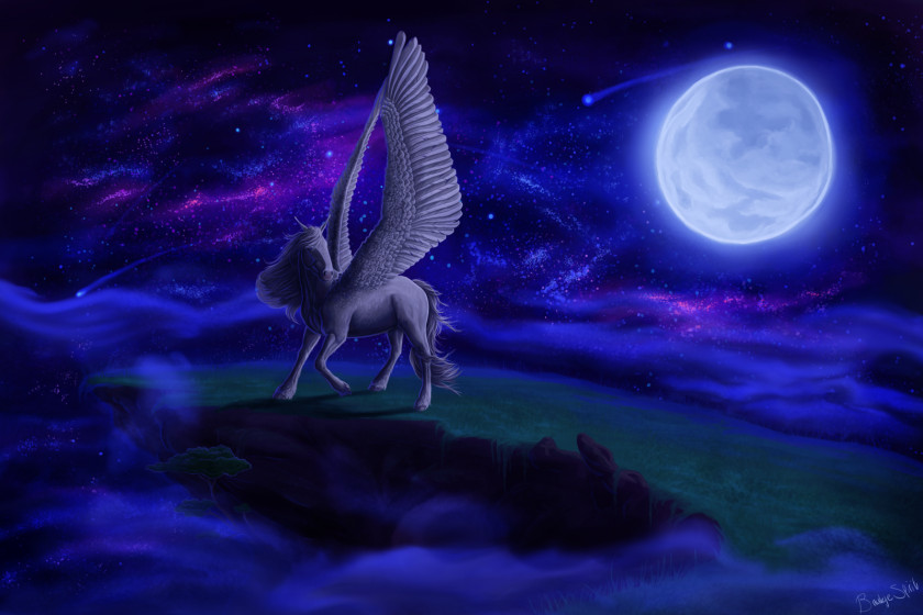 Pegasus Night Sky Moon PNG