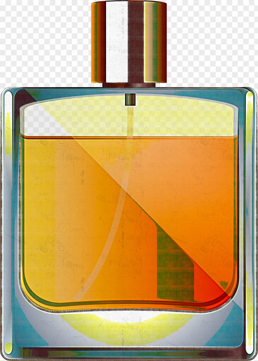 Perfume Yellow Liquid Glass Bottle Rectangle PNG