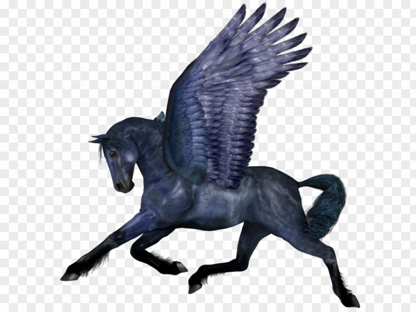 Blue Pegasus Horse PNG