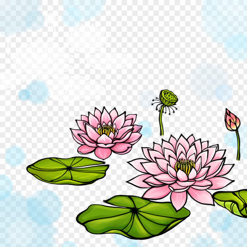 Hand-painted Lotus Ink Wash Painting Download Illustration PNG