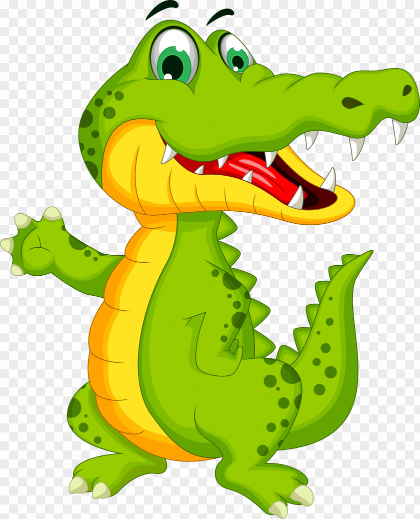 Vector Green Crocodile Alligator Cartoon Illustration PNG