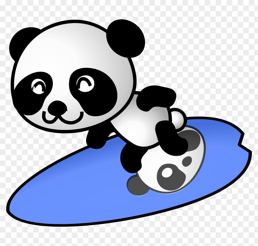 Summer Surfing Cliparts Giant Panda Bear Red Clip Art PNG
