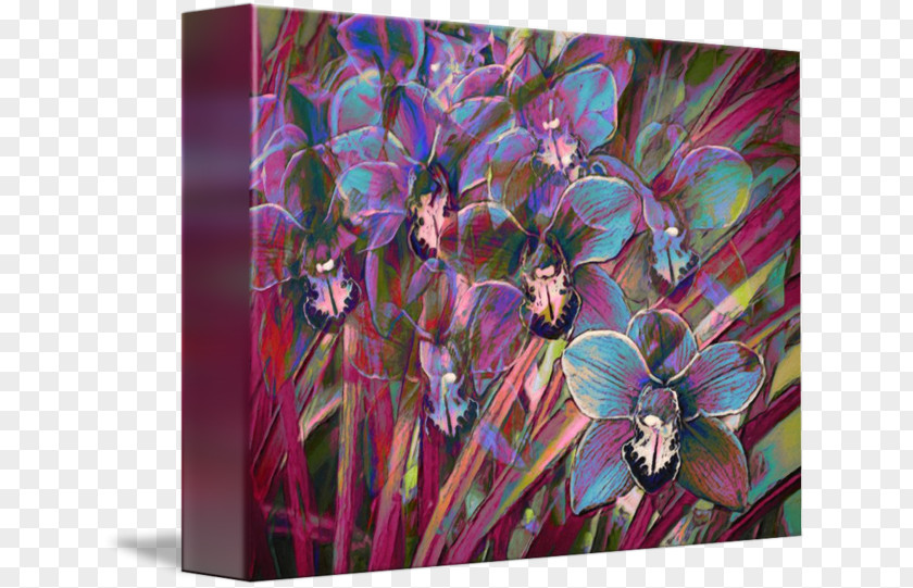 Purple Boat Orchid Acrylic Paint Modern Art Orchids Flora PNG